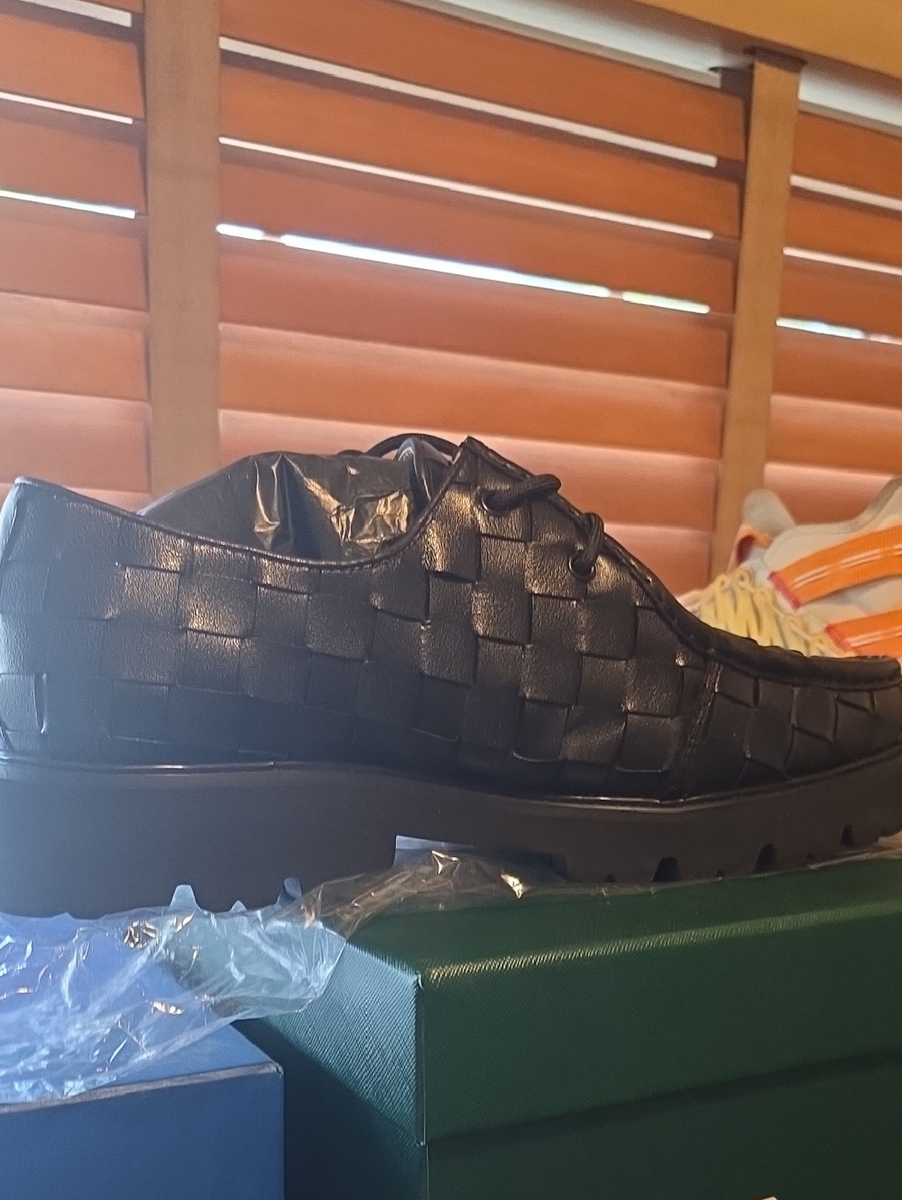 Marc Nolan Black Woven Leather Lace-Up Shoes